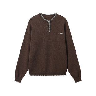 江南先生NewJNXS老钱风亨利领包针绣新年毛衣打底秋冬休闲针织衫