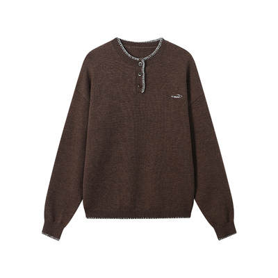 江南先生NewJNXS老钱风亨利领包针绣新年毛衣打底秋冬休闲针织衫