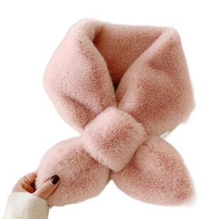 冬季儿童加绒加厚保暖围巾仿兔毛中大童毛绒围脖女孩毛毛脖套毛领