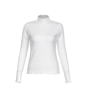 百丝修身显瘦半高领打底针织衫2025冬纯色长袖圆领加绒保暖上衣女