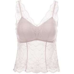 音儿内衣吊带带胸垫一体背心女外穿法式蕾丝内搭美背文胸打底上衣