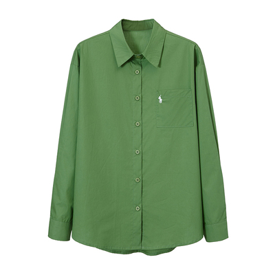 绿色清新长袖衬衣外搭衬衫