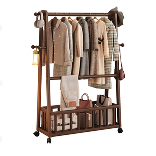 实木挂衣架落地卧室衣帽架家用客厅置物架可移动次净衣架2025新款