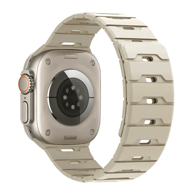 适用AppleWatch11ultra3se磁吸硅胶表带苹果手表8910透气运动双色