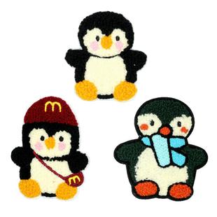 毛绒刺绣企鹅布贴可爱卡通羽绒服补丁贴自粘可缝儿童衣服破洞贴花