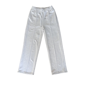 白色加绒窄版羊毛阔腿裤女冬季2026新款加厚弯刀裤微喇叭直筒裤子