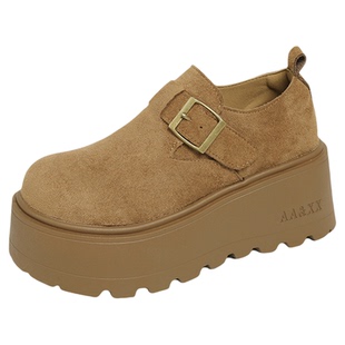 松糕厚底全包勃肯鞋女春季2026新款一脚蹬百搭增高懒人乐福鞋34码