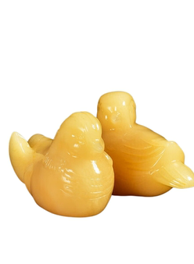 黄玉鸳鸯结婚礼物桃花摆件