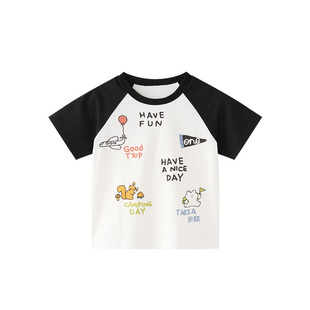 [畅销6年雪糕棉]博睿恩男女儿童凉感短袖2026夏新款插肩袖T恤上衣