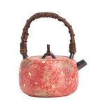 岩矿彩陶斑斓红提梁壶仿古泡茶器功夫茶具大容量茶水壶单壶泡茶壶