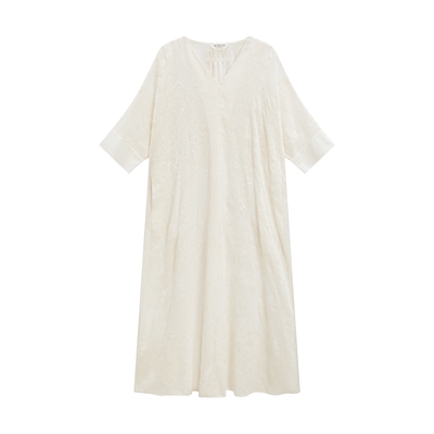 EXCEPTION例外女装中式匹绣工艺连衣裙五分袖中式长裙