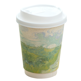 梵高食品级400ml热饮杯外带防烫高档商用纸杯一次性咖啡杯子带盖