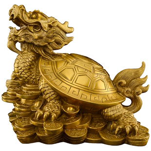 黄铜龙龟摆件一对铜八卦龙头龟招客厅玄关装饰品财铜制霸下大号