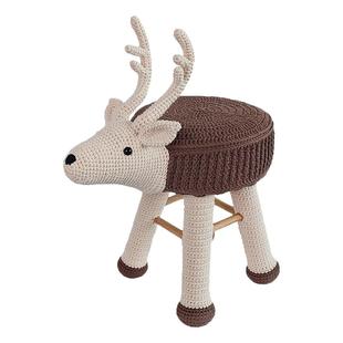 扁平线diy手工编织家居麋鹿长脚凳材料包儿童动物换鞋凳小木凳钩