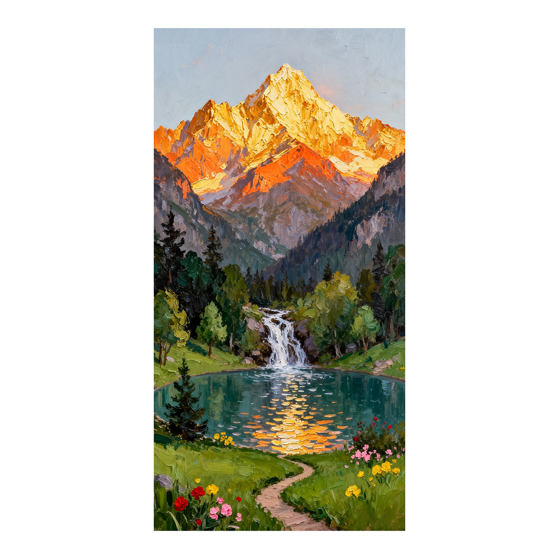 可班艺术纯手绘油画中式山水挂画