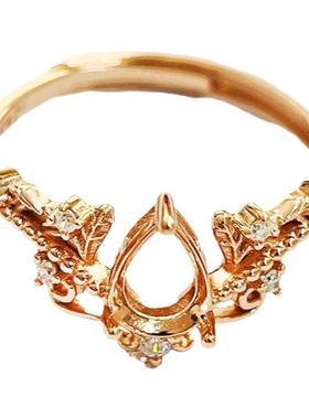 S925银个性时尚水滴形戒指空托