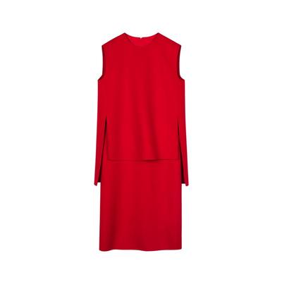 LESS无袖假两件双面呢连衣裙秋冬