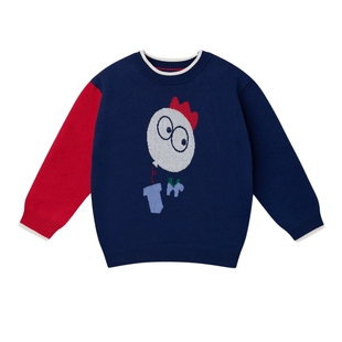 阿路和如男童装针织毛衣秋冬男孩男宝宝卡通印花休闲套头毛针织衫