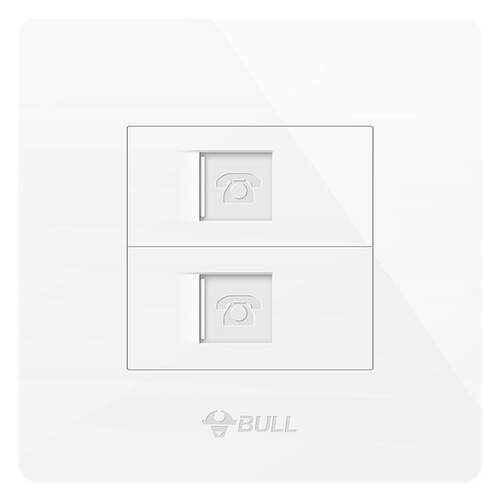 公牛装饰开关电话插座二位电话双口插座面板86型家用暗装G07简约