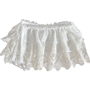 白色蕾丝花边屁帘女2025年春新款叠穿高级感打底衫韩系百搭蛋糕裙