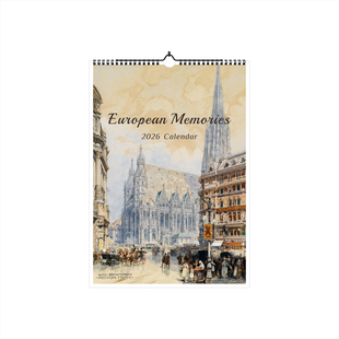 2026年挂历 欧洲往事水彩画日历多尺寸按需定制生产A4A3A2A1巨幅