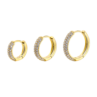 圈圈耳环女满钻高级感锆石耳圈耳骨环纯银针耳钉耳扣金色耳饰耳夹