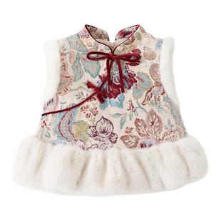 女童拜年服周岁女宝礼服新中式国风儿童新年衣服2025新款喜庆冬装