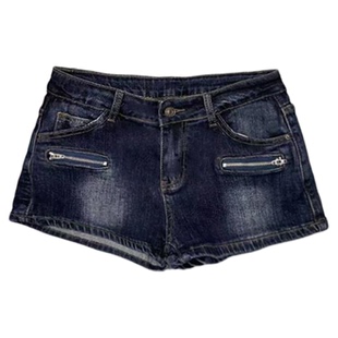 李李服饰低腰水洗磨白丰胯牛仔短裤女2026春季新款紧身显瘦热裤