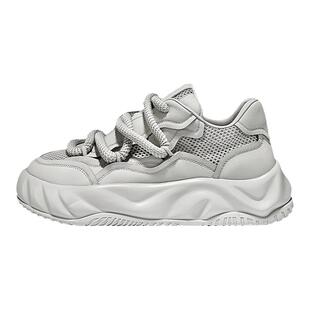 Salaxi/莎莱茜男鞋夏季新款网面透气休闲板鞋男厚底增高运动鞋女