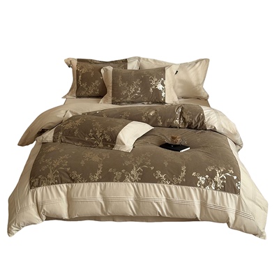 高端新中式长绒棉贡缎复古四件套