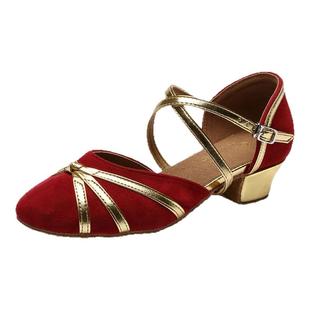 正品三莎少儿拉丁舞鞋儿童女孩秋冬款女童拉丁鞋初学者软底舞蹈鞋