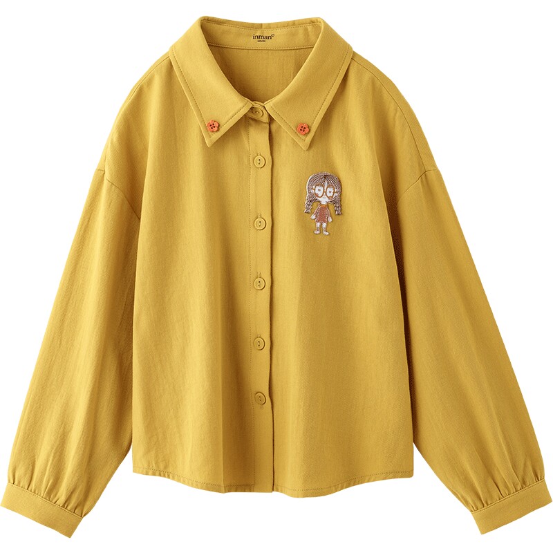 茵曼童装女童衬衫2023春款趣味图案打底上衣儿童百搭衬衣女春秋