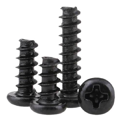 加硬黑色圆头平尾自攻螺丝钉十字盘头平尾自攻丝木螺钉M1.4M2-M4