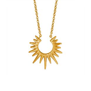 734号不掉色钛钢金色项链太阳锁骨链吊坠可洗澡叠搭波西米亚饰品