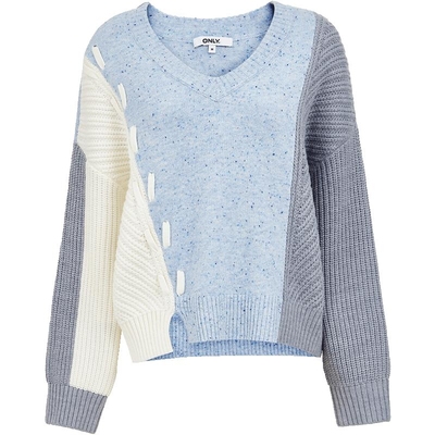 ONLYV领独特拼接毛衣针织衫