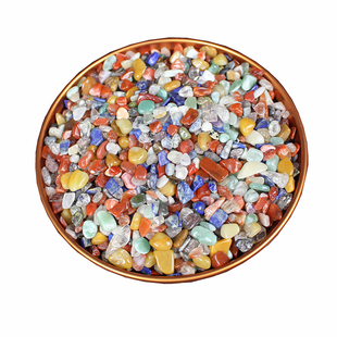 七彩石碎石原石天然石粒摆件七宝石散装颗粒水晶装藏修供曼扎