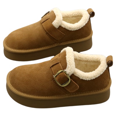 真皮勃肯鞋女冬季加绒保暖棉鞋