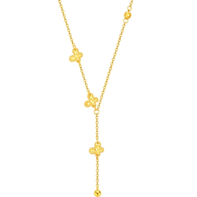 潮宏基黄18k金项链蝴蝶锁骨链