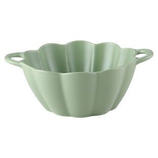 日式双耳汤碗家用款奶油风大号面碗水果碗陶瓷拉面碗高颜值沙拉碗