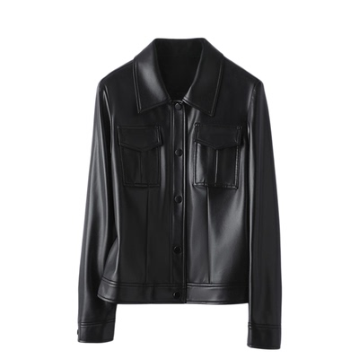 真皮衣女外套短款韩版休闲小个子