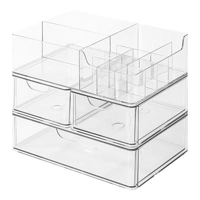 得力透明收纳盒化妆品置物架