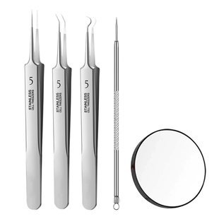 超细5号细胞夹美容院专用拔黑头镊子尖头去汗毛孔粉刺针套装工具