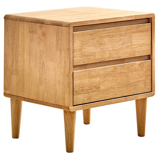 全友家居原木风全实木床头柜家用卧室床边收纳储物橡胶木抽屉柜子