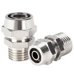 气管快速铜快拧接头PC8-02直通PL弯头PE三通软管水管螺纹锁母外丝