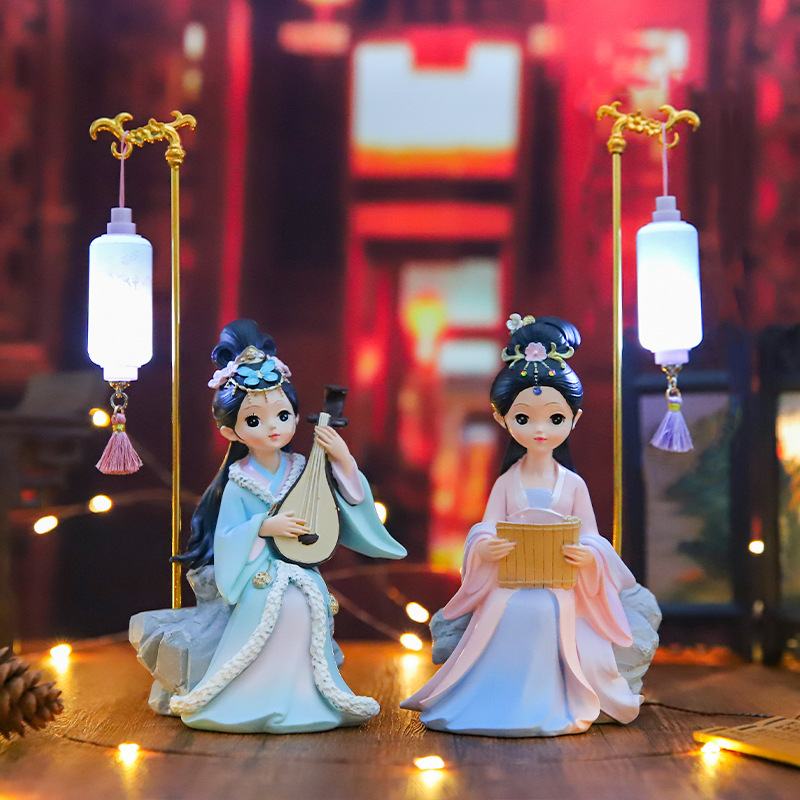 新品古风国潮宫廷琴棋书画小夜灯装饰摆件四大美女女生梳妆台礼物