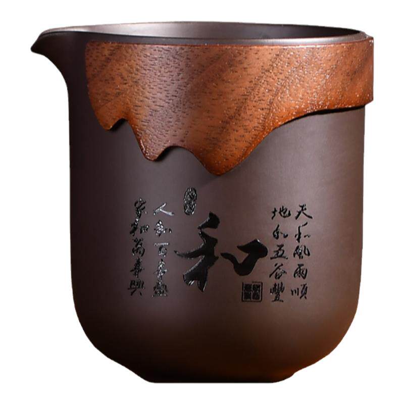 刻字陶瓷茶漏防烫手抓中式公道杯