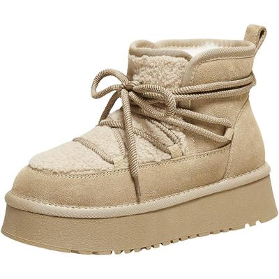 【面包靴】百思图2025冬季新款厚底雪地靴保暖棉鞋女短靴L8728DD5