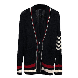 TB毛衣开衫秋冬新款男女情侣装男士修身V领麻花四道杠针织衫外套