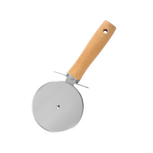 新品时尚加厚不锈钢披萨刀轮刀披覆木纹柄烘焙工具披萨滚刀介饼刀