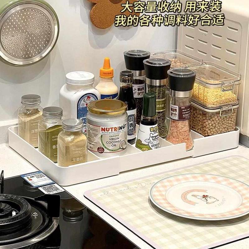 可伸缩抽屉收纳盒内置分隔盒餐具筷勺子保鲜膜分格厨房用品整理盒